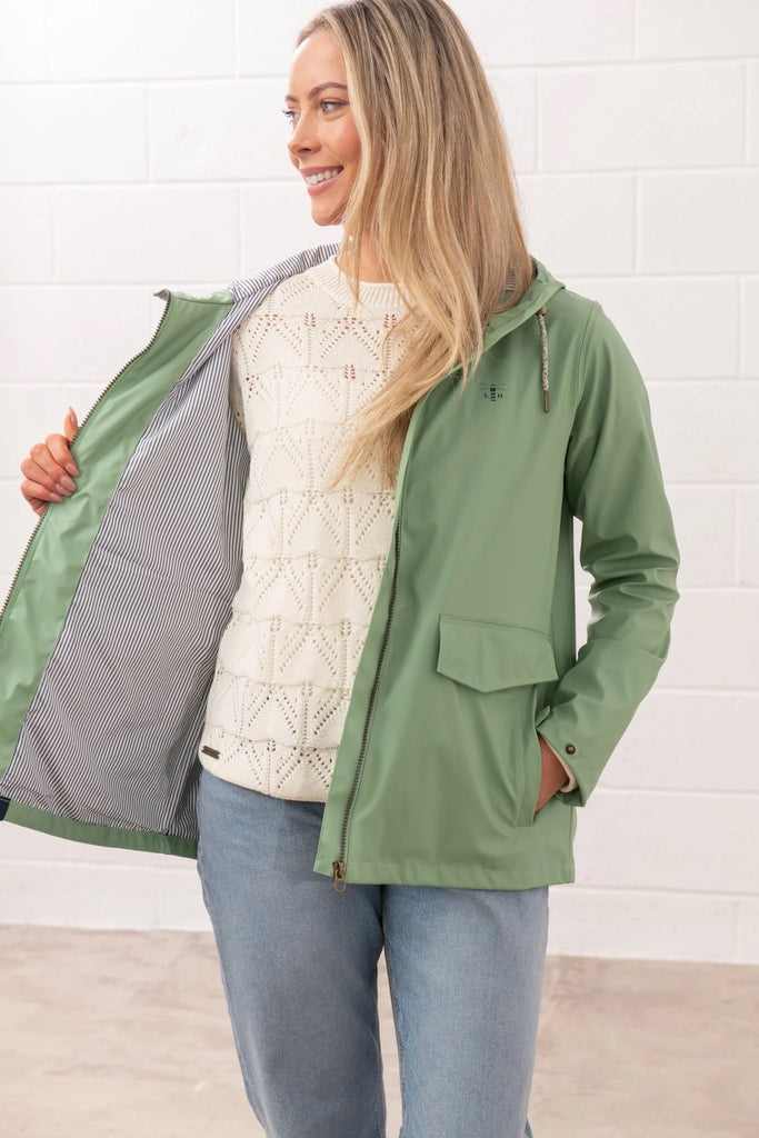 Lighthouse Ladies Lucy Rubberised Waterproof Jacket - Soft Sage