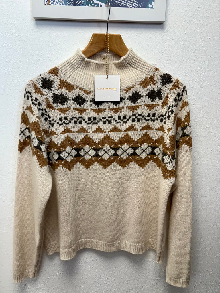 Cashmere Blend Funnel Neck Nordic Jumper One Size 8-14