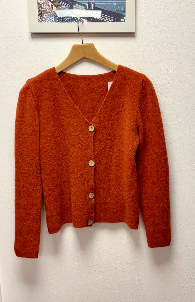 Wooden Button Soft Knit Cardigan One Size