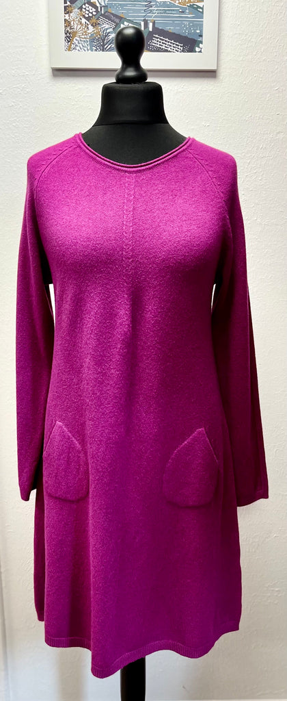 Sugar Babe Round Neck Knitted Pocket Dress One Size Assorted Colours