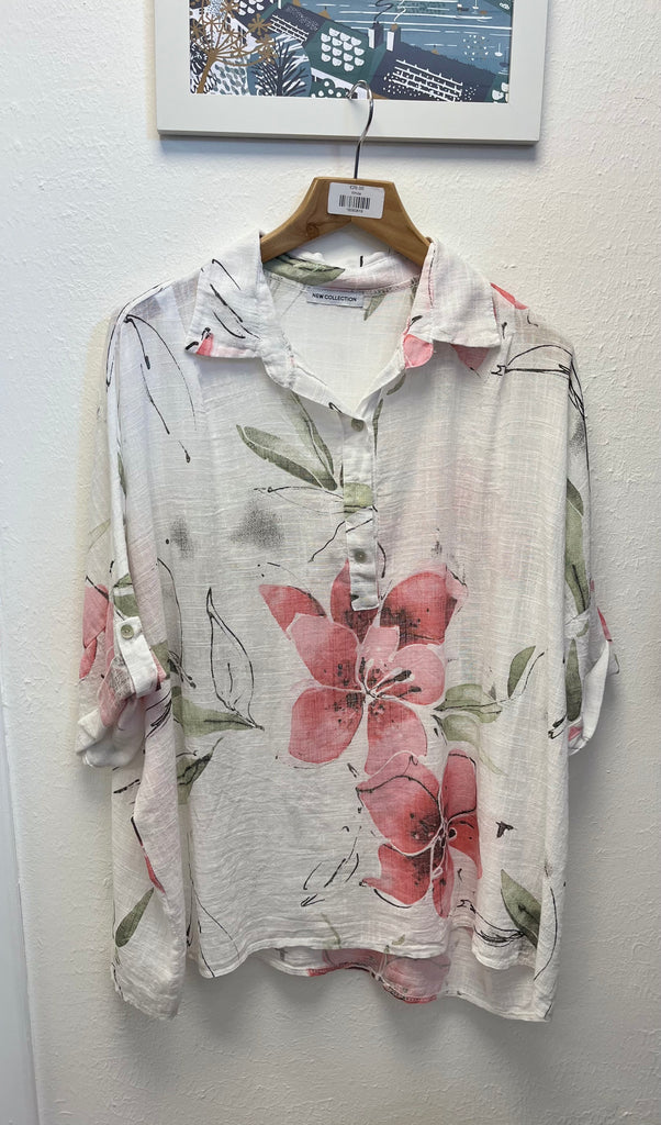 Lily Print Cotton Blouse One Size Up to UK18