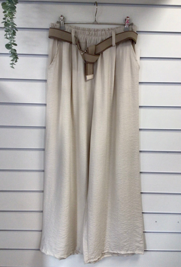 Wide Leg Belted Trousers One Size 8-16