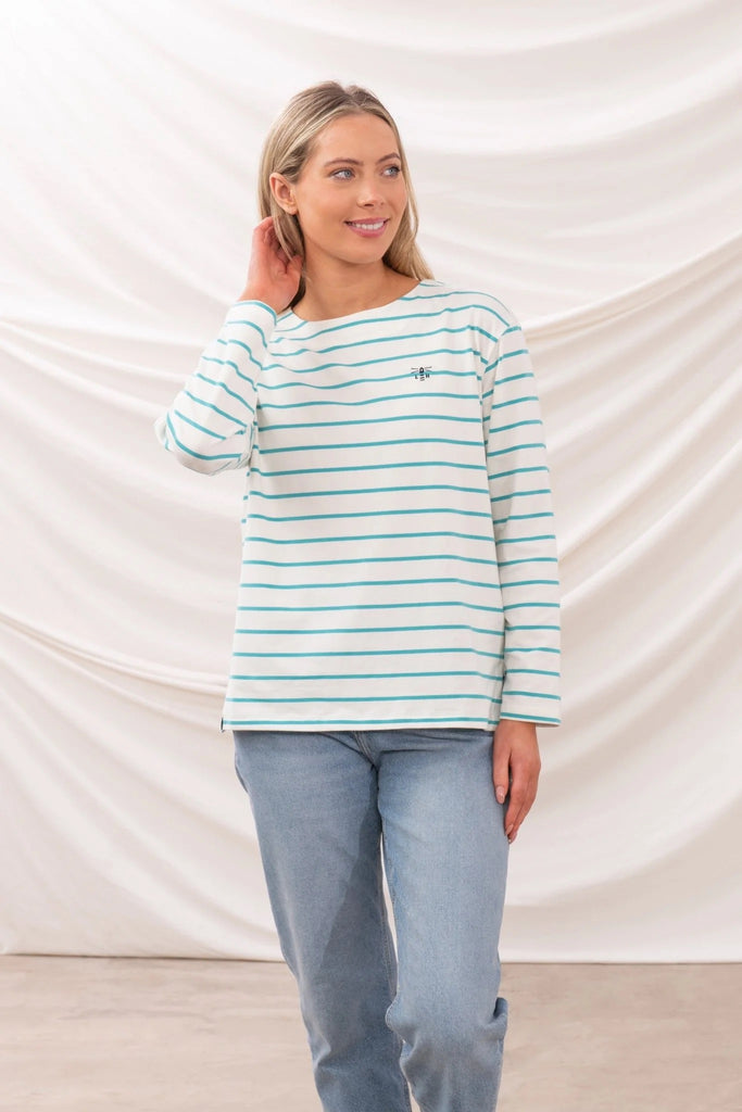 Lighthouse Ladies Causeway II Top - Soft Teal Stripe