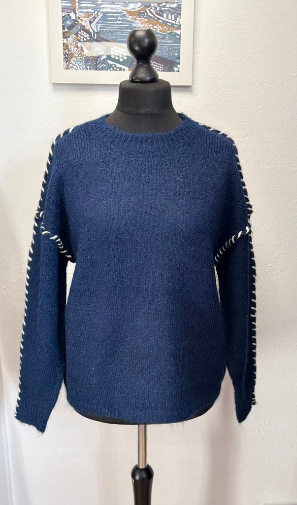 Contrast Stitch Blanket Jumper One Size