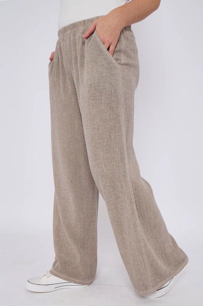 Washed Linen Wide Leg Trousers One Size