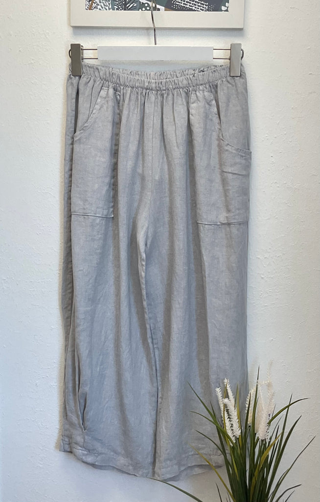 Pure Linen Barrel Leg Crops One Size