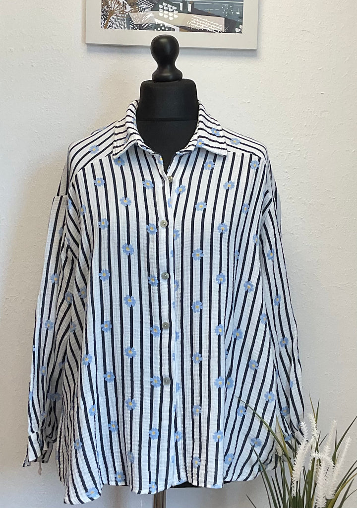 Stripey Daisy Cheesecloth Shirt One Size 8-18