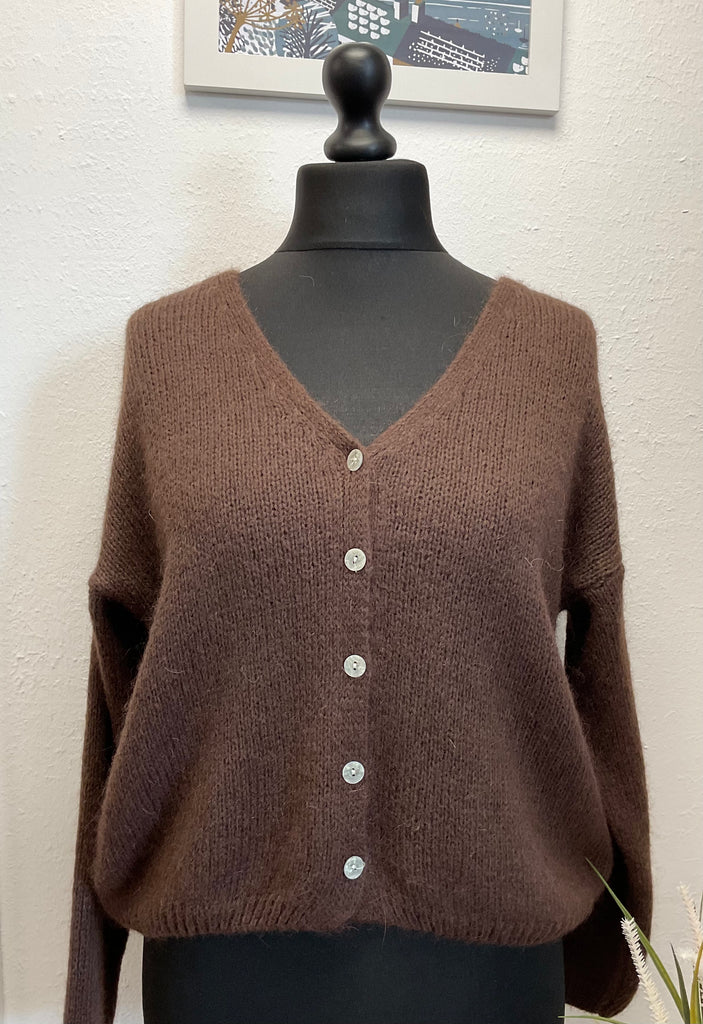 V Neck Mohair Button Cardigan One Size Various Colours
