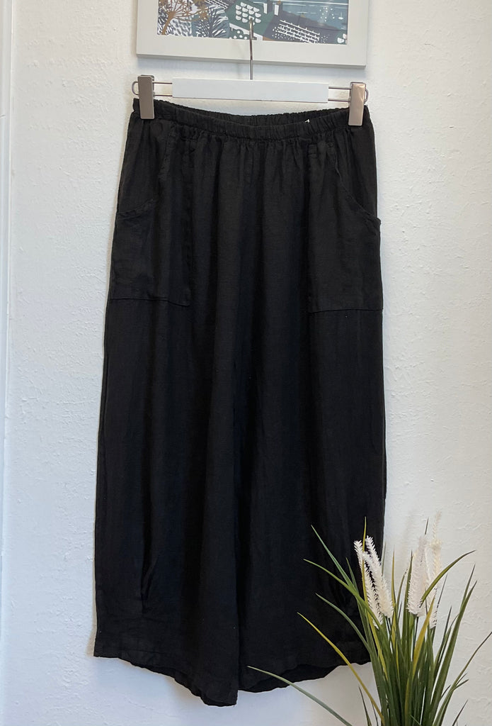 Pure Linen Barrel Leg Crops One Size