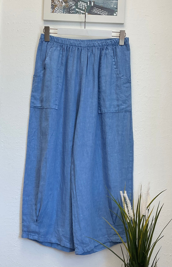 Pure Linen Barrel Leg Crops One Size