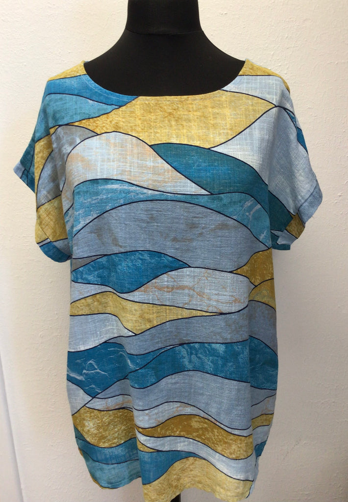 Abstract Waves Cotton Top One Size 8-18