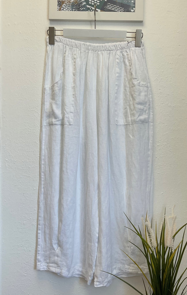 Pure Linen Barrel Leg Crops One Size