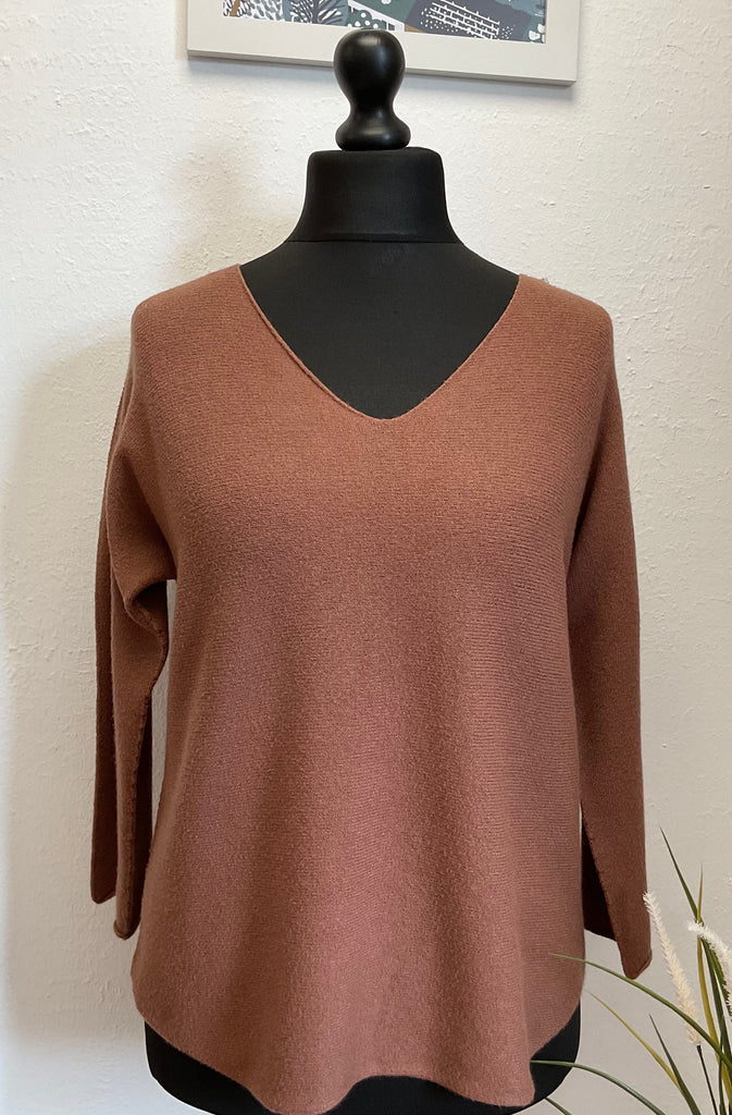 Sugar Babe Soft Knit V Neck Seam Sleeve Jumper One size 8-16