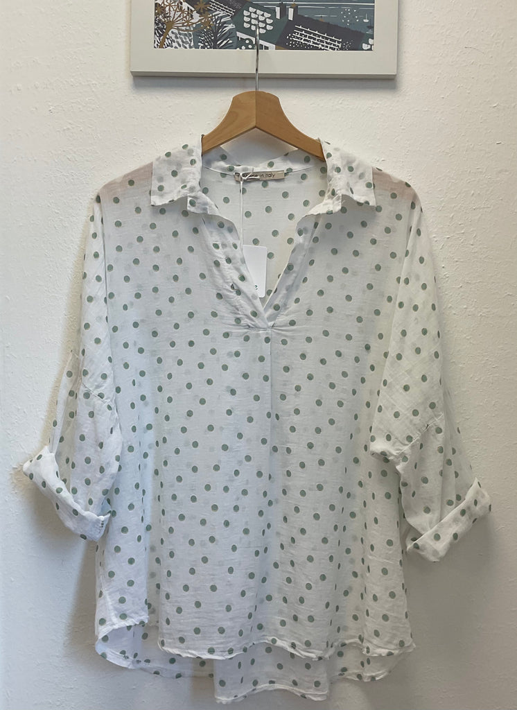 Dotty Cotton Blouse One Size