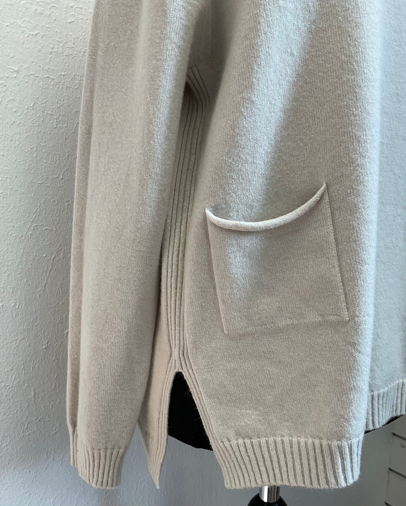 Ladies Crew Neck Ribbed Hem Pocket Jumper One Size 10 - 18