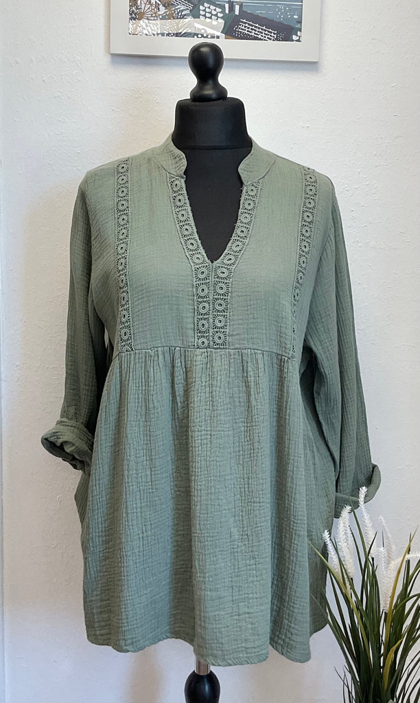 Cotton Cheesecloth Smock Style Blouse One Size up  to UK18