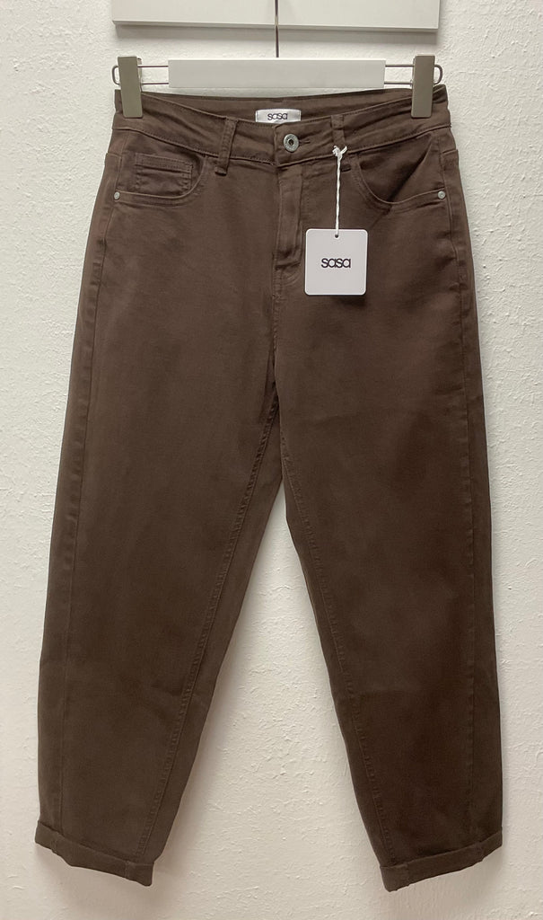 Premium Cotton Carrot Leg Jeans Chocolate