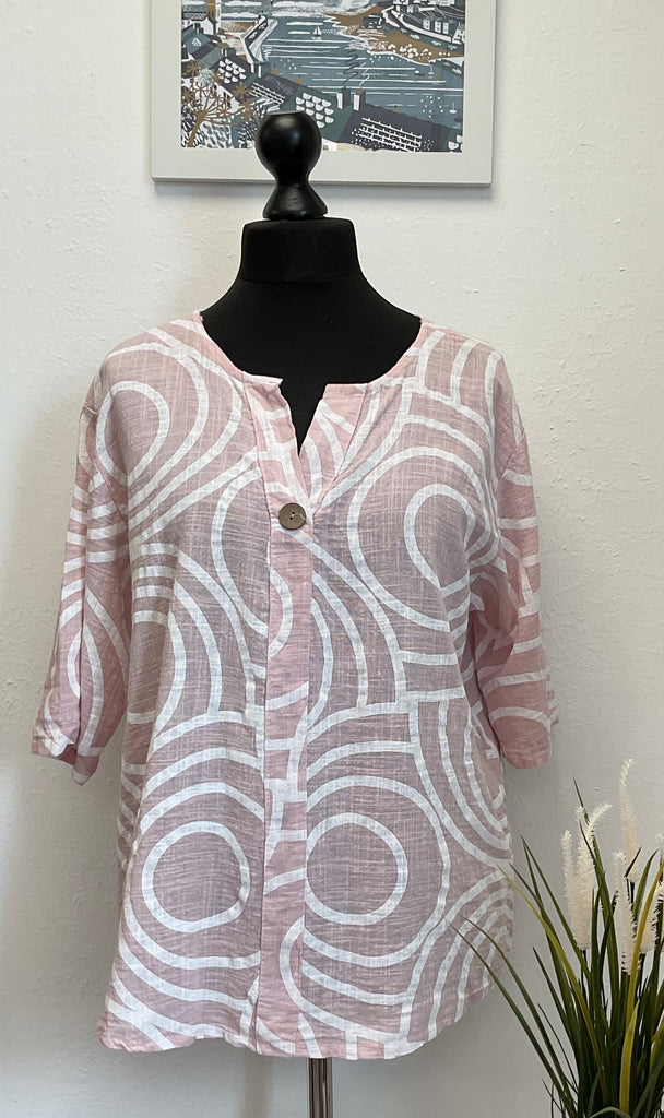 Cotton Swirl Print Button Top One Size