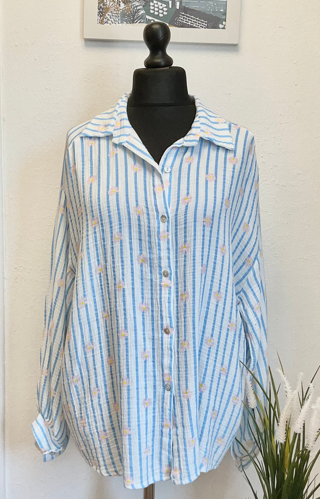 Stripey Daisy Cheesecloth Shirt One Size 8-18