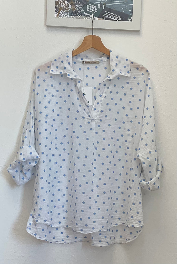 Dotty Cotton Blouse One Size
