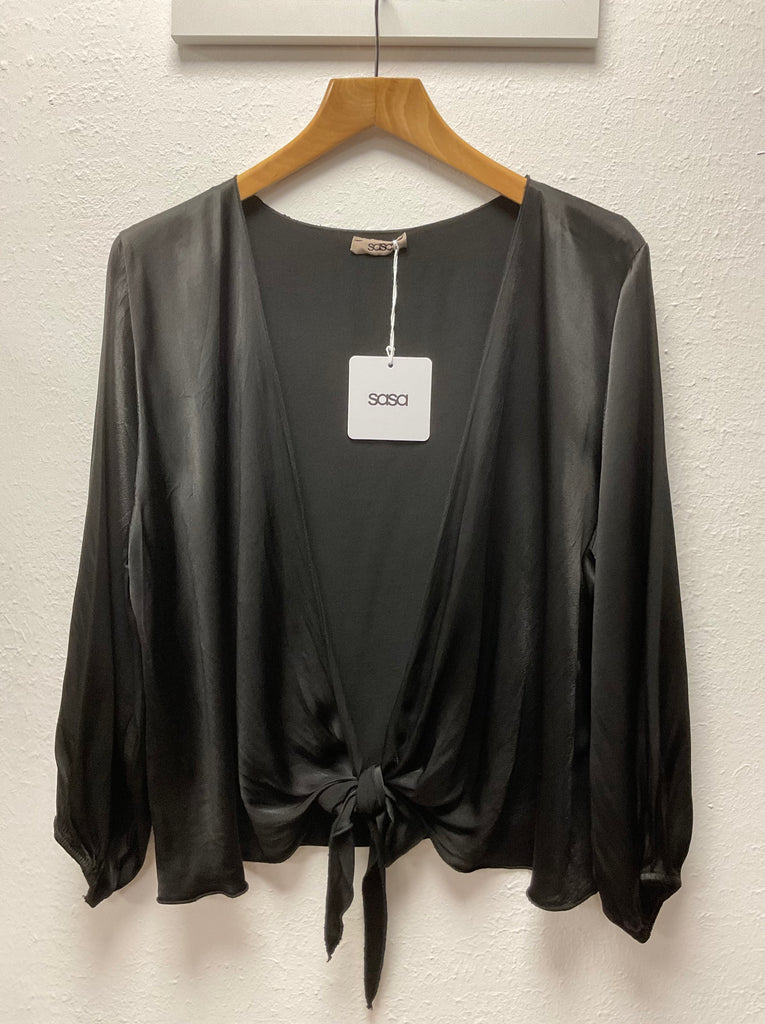 Tie Front Satin Tops One Size