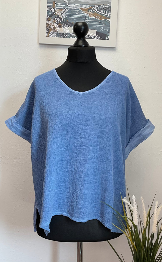 Colette Washed Cotton Cheesecloth Tops One Size