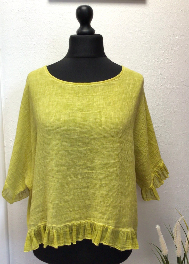 Washed Cotton Cheesecloth Frill Top One Size
