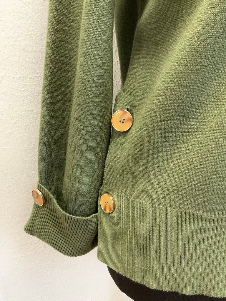 Crew Neck Gold Button Jumper One Size 8-14