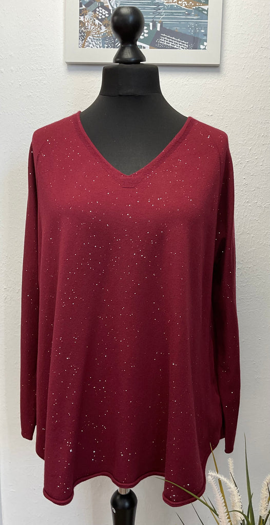 Fine Knit V Neck Sparkle Jumper One Size 8 - 18