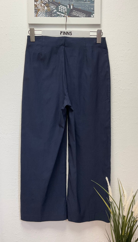 Pinns Wide Leg Stretch Cropped Trousers 638C Navy