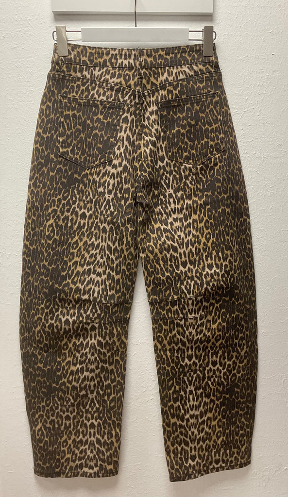 Leopard Print Barrel Jeans