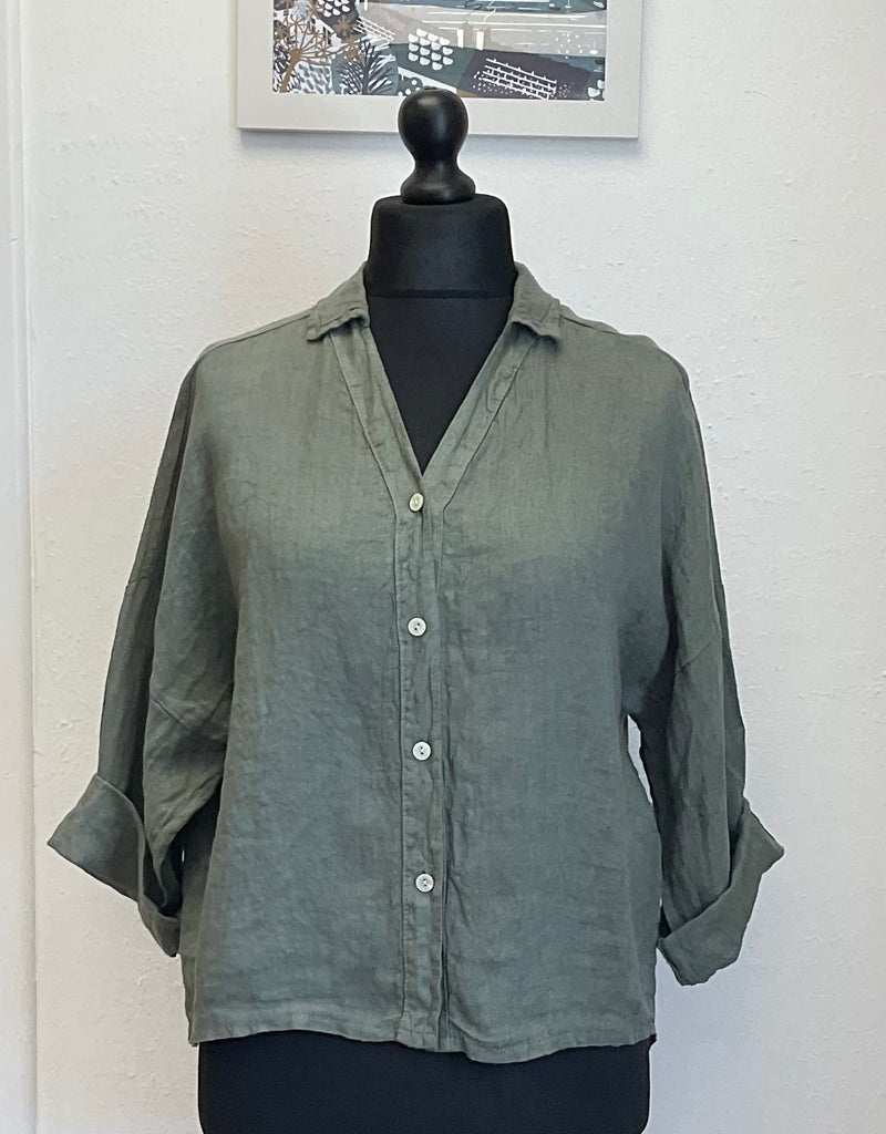 Colette Linen Collared Shirt Button Front
