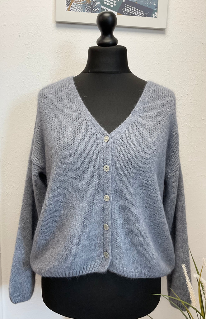 V Neck Mohair Button Cardigan One Size Various Colours