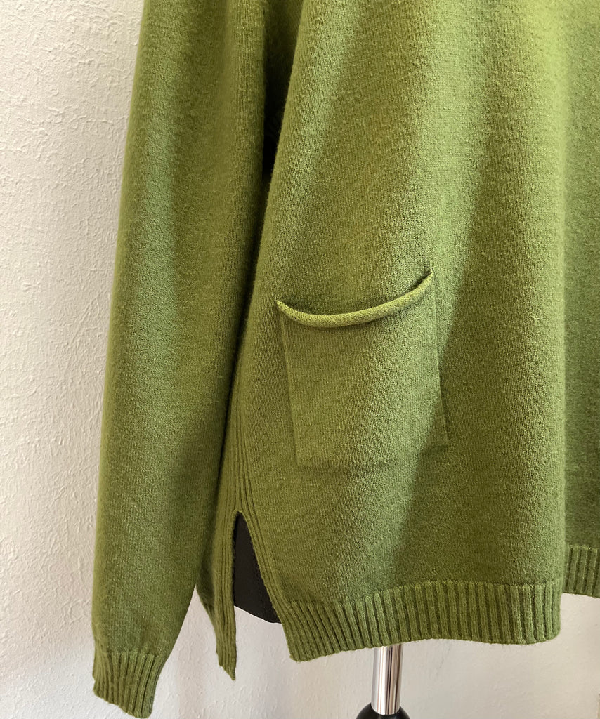 Ladies Crew Neck Ribbed Hem Pocket Jumper One Size 10 - 18