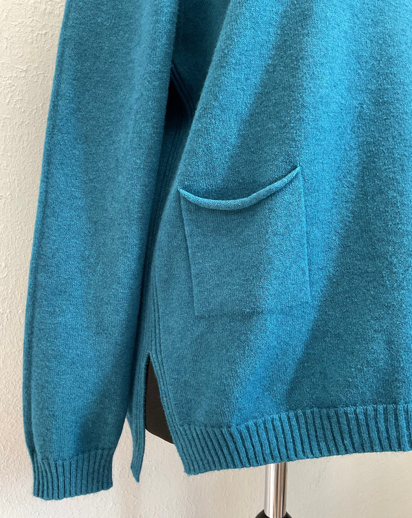 Ladies Crew Neck Ribbed Hem Pocket Jumper One Size 10 - 18