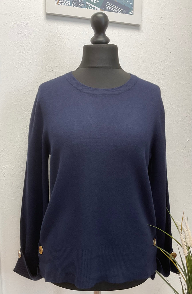 Crew Neck Gold Button Jumper One Size 8-14