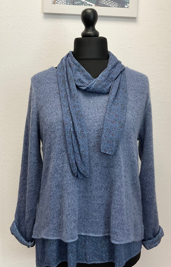 Made In Italy Floral 2 Piece Top with Scarf One Size 8 - 16