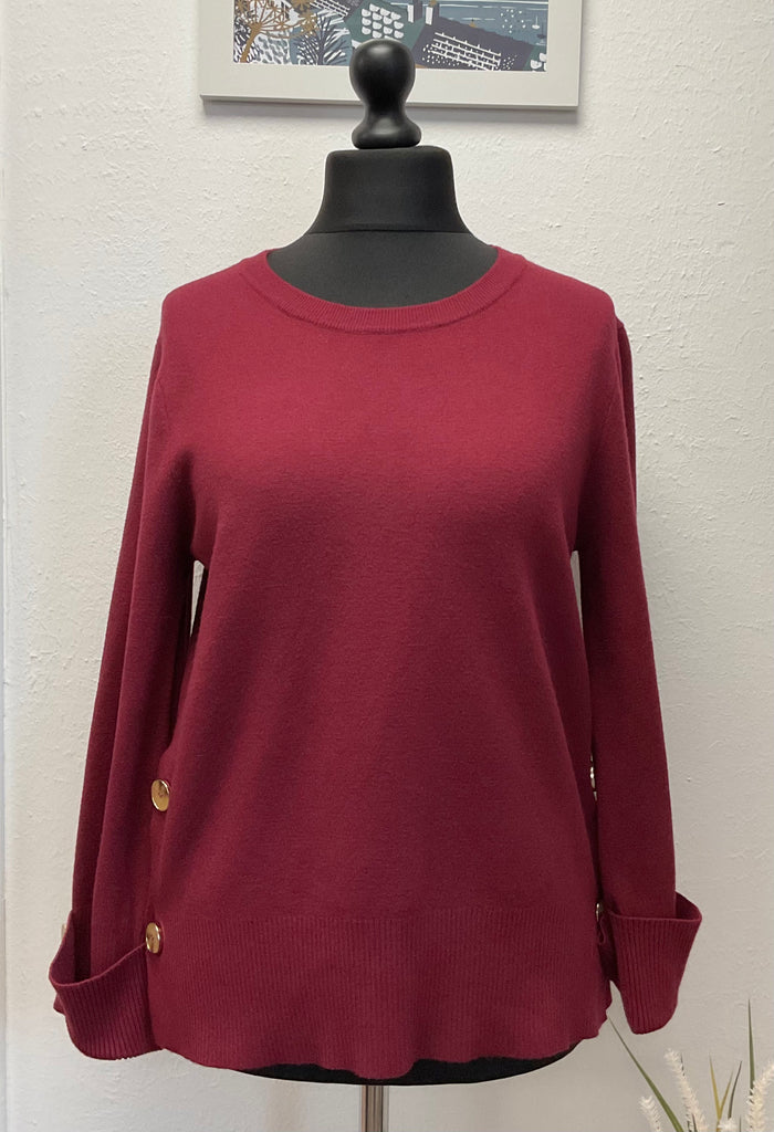 Crew Neck Gold Button Jumper One Size 8-14