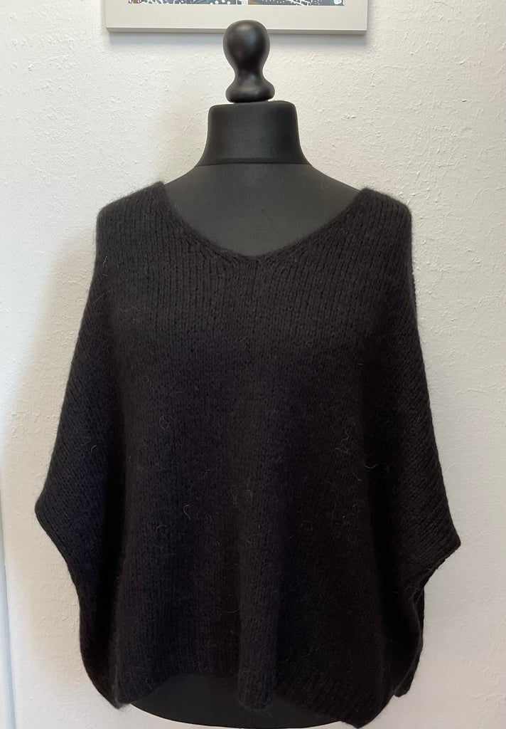 Mohair V Neck Cropped Sleeve Jumper One Size 10-18