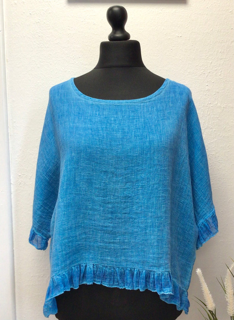 Washed Cotton Cheesecloth Frill Top One Size