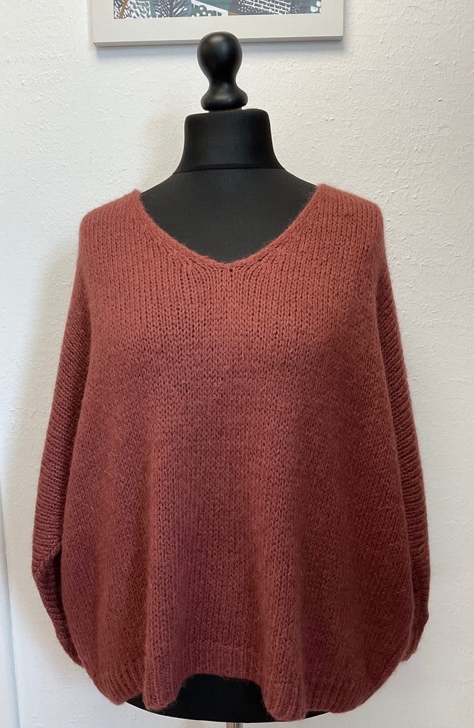 Mohair V Neck Cropped Sleeve Jumper One Size 10-18
