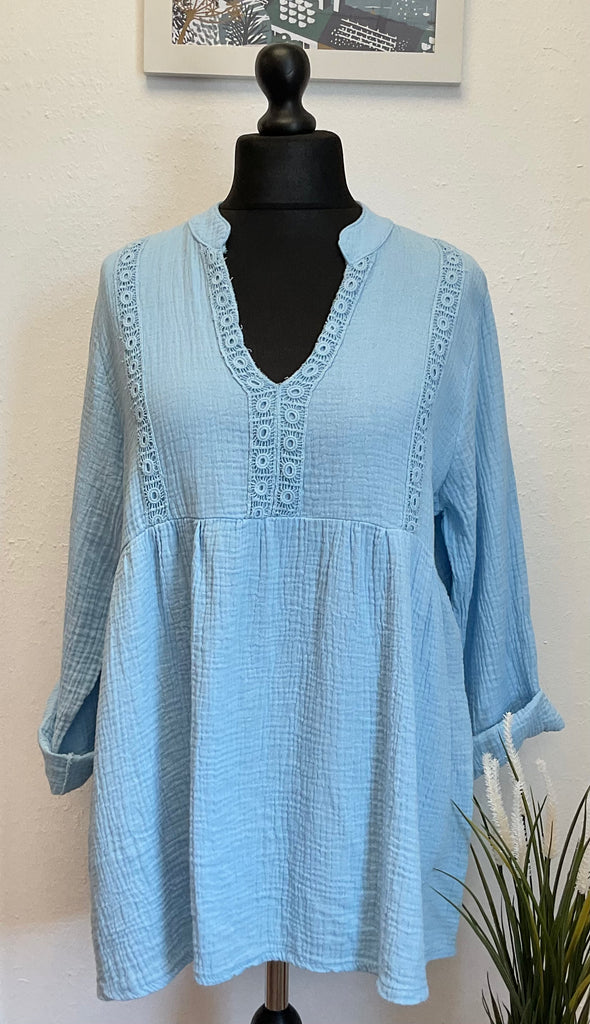 Cotton Cheesecloth Smock Style Blouse One Size up  to UK18