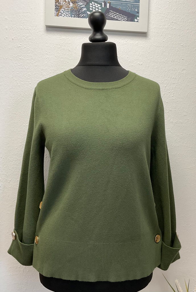 Crew Neck Gold Button Jumper One Size 8-14
