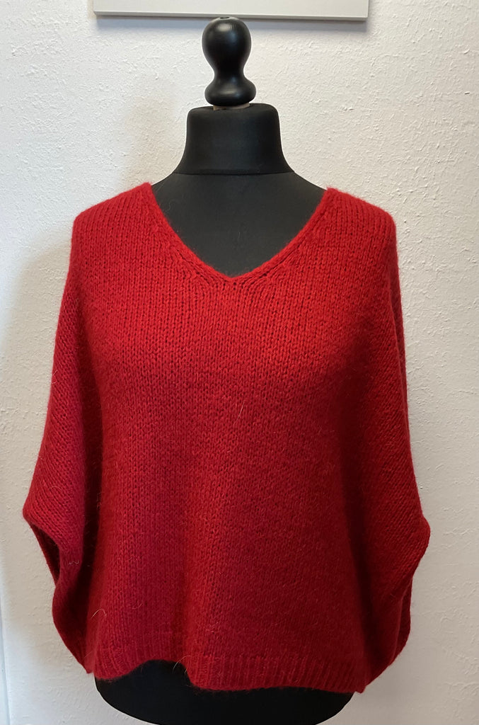 Mohair V Neck Cropped Sleeve Jumper One Size 10-18