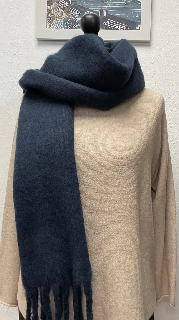 Plain Fringe Wool Blend Scarves