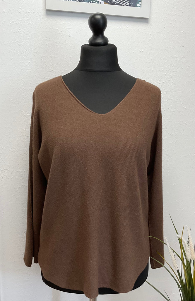 Sugar Babe Soft Knit V Neck Seam Sleeve Jumper One size 8-16