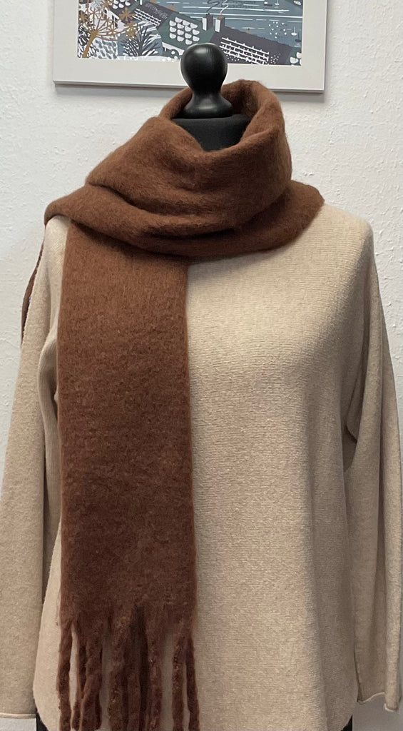 Plain Fringe Wool Blend Scarves