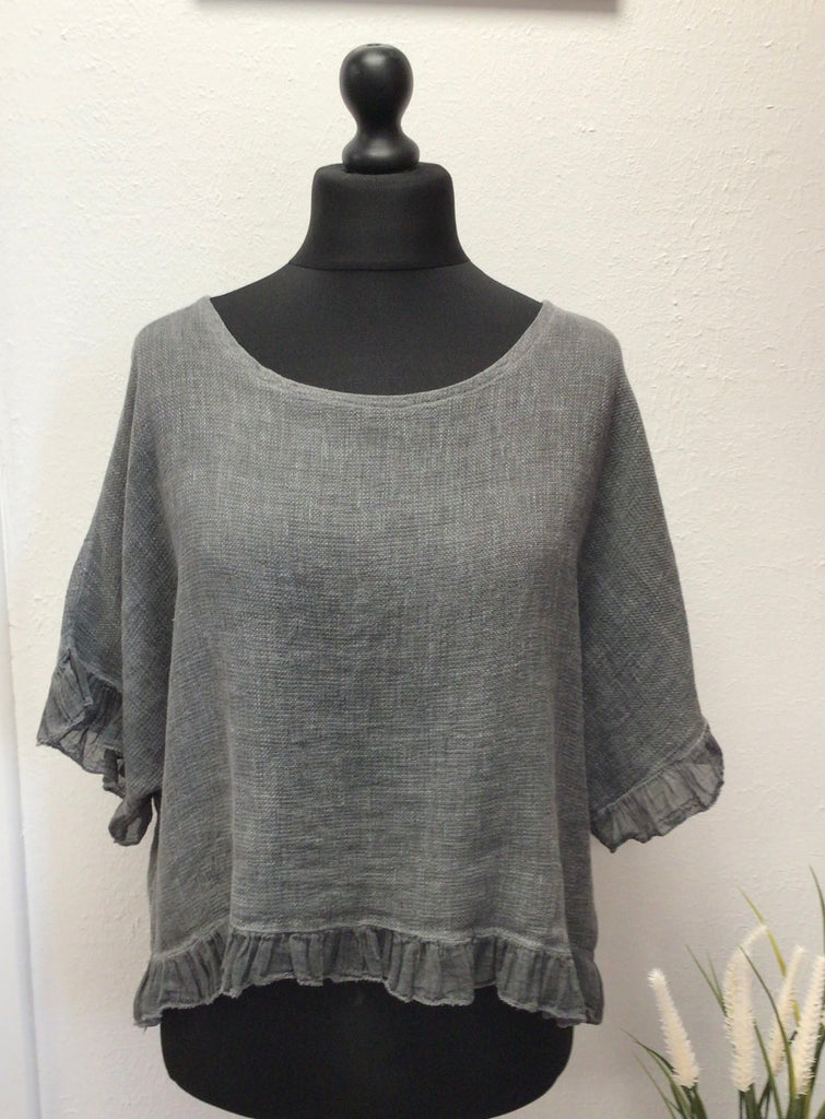 Washed Cotton Cheesecloth Frill Top One Size