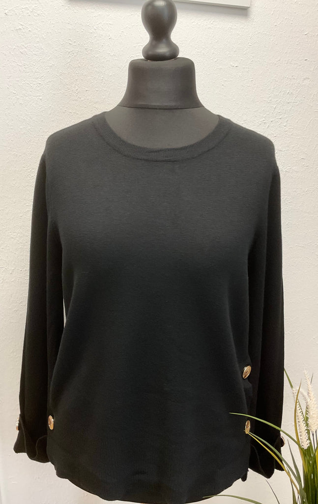 Crew Neck Gold Button Jumper One Size 8-14