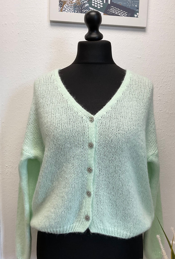 V Neck Mohair Button Cardigan One Size Various Colours